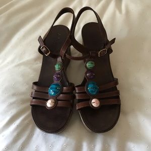 Italian leather & cork wedges